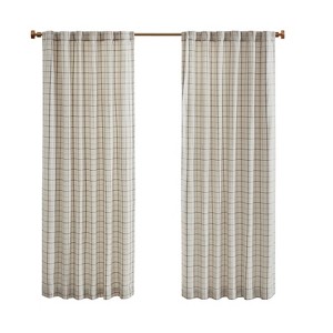 DSVIMOY Curtain Panels, Plaid Rod Pocket and Back Tab Curtain Panel with Lining for Living Room, Bedroom, Natural, 95"*50"*0.13" - 1 of 4