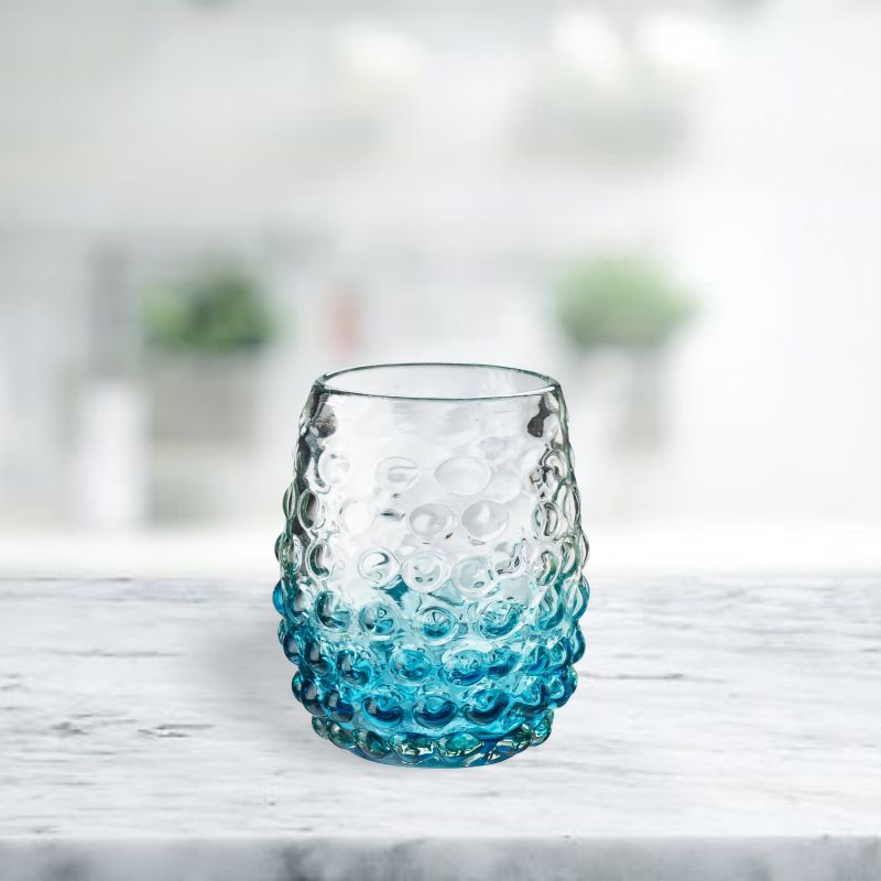 Amici Home Catalina Double Old-Fashioned Glass, Artisan Handmade Mexican Recycled Glass, Vibrant Color Bubbled Design, 14-Ounce, Set of 4, 4 of 6