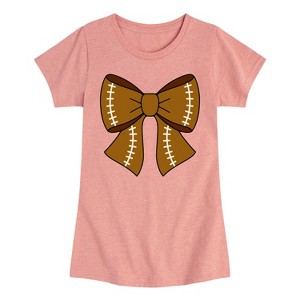 Girls' - Instant Message - Football Bow Fitted Short Sleeve Graphic T-Shirt - 1 of 4