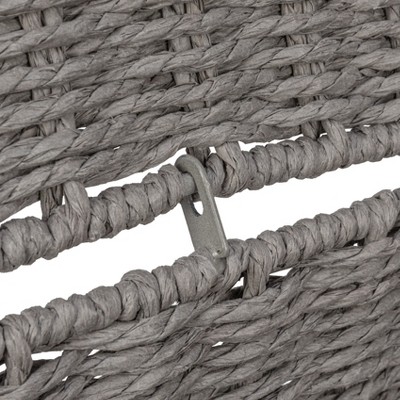 Large Gray Woven Paper Rope Storage Chest with Hinged Lid