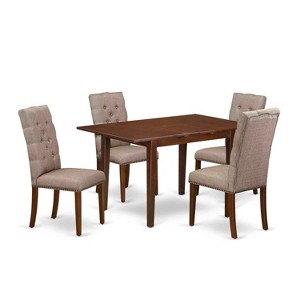 HomeStock 5-Pc Mahogany Finish Solid Wood Top - Dining Room Set with Leaf - Seats 4 - 1 of 4