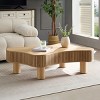 FONTOI Modern Wooden Living Room Coffee Table Irregular Sofa Table Tea Table with 4 Sturdy Leg for Small Space, Brown, 42.52"* 27.17"*12.6" - 4 of 4