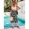 Women Summer Boho Palazzo Pants High Waist Wide Leg Floral Casual Lounge Trousers with Pockets - 2 of 4