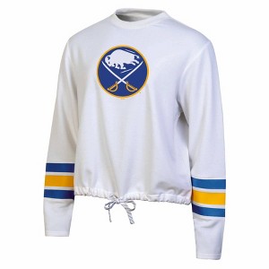 NHL Buffalo Sabres Women's White Long Sleeve Fleece Crew Sweatshirt - 1 of 3