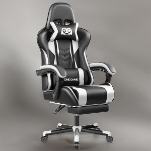 KERDOM Gaming Chair, Computer Chair with footrest and Lumbar Support,Black-White - 1 of 4