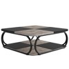 Resenkos Center Coffee Table, Living Room Table,Square Coffee Table, 39" Central Cocktail Table with 2-Tier Shelves,Gray&Black - 4 of 4