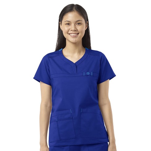 PRO Women's 4 Pocket Notch Neck Scrub Top - Black