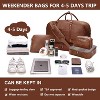4-Piece Leather Weekender Duffel Bag Set with Shoe Compartment, Large Travel Carry-On Overnight Bag for Men & Women - 4 of 4