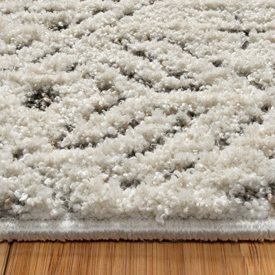 Cream and Gray Synthetic Easy Care Runner Rug
