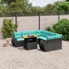 vidaXL Patio Sofa Set with Cushions Outdoor Furniture 9 Piece Poly Rattan - Black without storage - 2 of 4