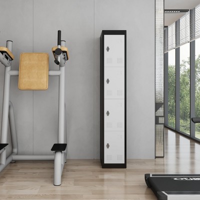 72" Steel Storage Locker Cabinet - 4-Door Unit with Keys, Shelves & Hanging Rod for Employee, Student, Gym & Office Use