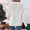 Coolmee Womens Winter Sweater Long Sleeve Crewneck Sweaters Knit Casual Fit Cute Bow Pullover Tops - 2 of 4