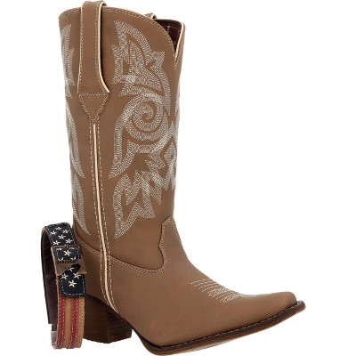 Women's Durango Flag Accessory Western Boot, DRD0208. Brown