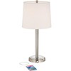 360 Lighting Camile Modern Table Lamps 25" High Set of 2 Brushed Nickel with Table Top Dimmers USB Charging Port Off White Drum Shade for Office Desk - 3 of 4