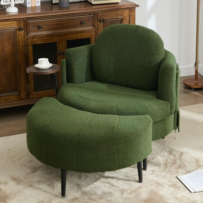 Vynxaria 42.5" Single sofa chair,One-piece side table,With Cresent-Shaped footstool,Movable footstool,Small living room