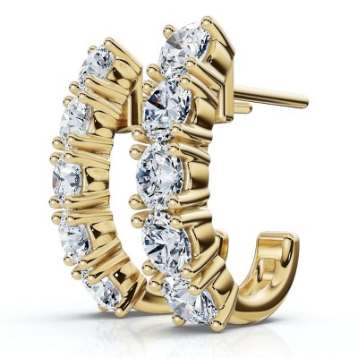 Pompeii3 1Ct Diamond Hoops Women's Earrings 10k Gold Lab Created EF/VS