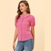 Allegra K Women's Floral Pleated Collar Puff Sleeves Button Down Shirt - 3 of 4