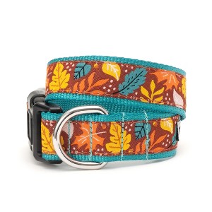 Falling Leaves Adjustable Dog Collar - The Worthy Dog - Burgundy - S - 1 of 2