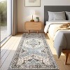 Persian Distressed Floral Washable Rug with TPR Backing, Plush 350GSM Chenille,Throw Rugs, Non-Slip Indoor Carpet for Entryway, Bedroom, Kitchen - 2 of 4