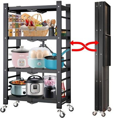 Musment Storage Shelves, Closet Organizers and Storage Foldable Metal Shelving Units  for Garage Kitchen, Collapsible Organizer Rack