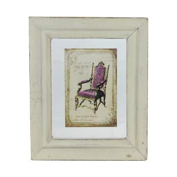 Raz Imports 7.25" x 6" Decorative Antique Style Beige and Pink Victorian Chair Print Framed Wall Art