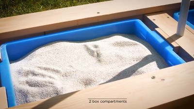 Walnut and Beige Wooden Convertible Kids Picnic Table with Umbrella