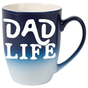 Elanze Designs Dad Life Two Toned Ombre Matte Navy Blue and White 12 ounce Ceramic Stoneware Coffee Cup Mug - 1 of 4
