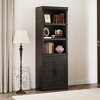 68.7" Tall 5-Shelf Bookcase with Storage Cabinet, Rustic Farmhouse Wooden Bookshelf with Doors, Freestanding 5-Tier Display Cabinet for Living Room - 2 of 4