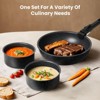 Kumasinova 12-Piece Non-Stick Granite Pots Set,7-10" Cookware Set with Saucepans,Frying Pan,Saute Pan,Lids and Silicone Utensils,Non-Toxic,Black - 2 of 4