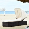 Tangkula Outdoor Cushioned Reclining Chaise Lounge w/Folding Canopy - 3 of 4