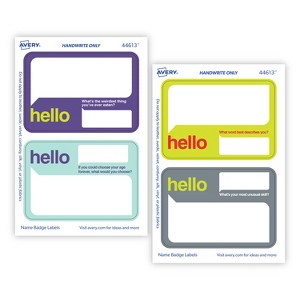 Avery Premium Event Name Tags, Ice Breaker Questions, No Lift No Curl, 36 Handwriteable Name Stickers - 1 of 3