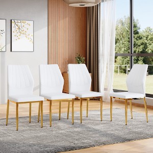 Set of 4/6 Dining Chairs PU Leather Upholstered Dinner Chairs Armless Chairs Accent Chairs with Padded Seat - Modernluxe - 1 of 4