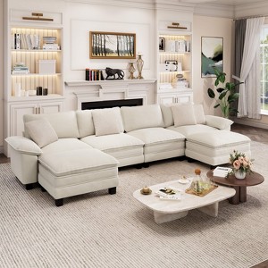 Captiva Designs 157.5-Inch Cloud Modular 6PC U-Shaped Sectional Sofa, Oversized Couch with Ottomans, Deep Seats - 1 of 4