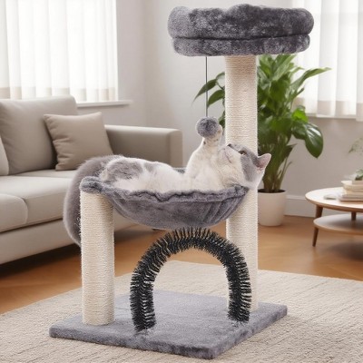 54.3" Cat Tree Tower for Indoor Cats - Multi-Level Furniture Activity Center with Scratching Posts, Perch, Hammock, Condo, Pompoms