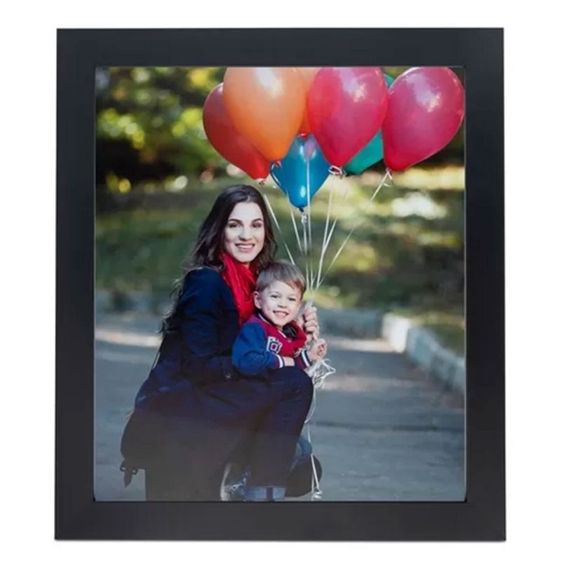 ArtToFrames 18 x 18 Inch Traditional Solid Wood Wall Wire Hanging Picture Frame with 060 Plexi Glass and Mounting Hardware, Black Stain, 1 of 7
