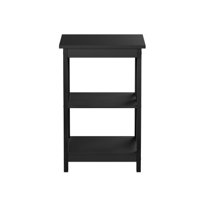 Chic Black X-Shaped Wooden End Table with Dual Shelves