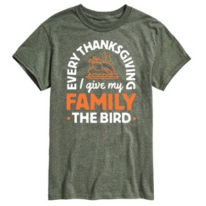 Men's - Instant Message - Every Thanksgiving Give My Family Bird Short Sleeve Graphic T-Shirt - 1 of 4