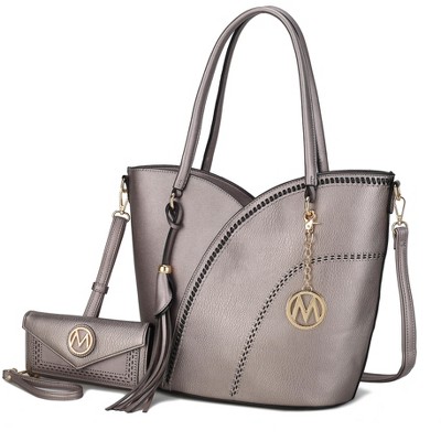 MKF Collection Imogene Two-tone Whip Stitches Vegan Leather Women’s Shoulder bag with Wallet by Mia K