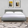 Okak Faux Leather Queen Size Bed Frame with Headboard, Curve Design, Wood Slat Support, No Box Spring Needed, Easy Assemble - 2 of 4