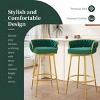 180° Swivel Barstools Set Of 2,31" Upholstered Barstools With Hand-Woven Backrest And Gold Metal Legs,Low Back Barstools -Maison Boucle - 2 of 4