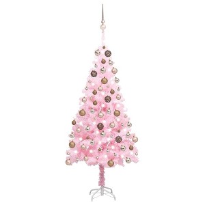 Artificial Pre-lit Christmas Tree with Ball Set Pink 47.2" PVC - 1 of 4