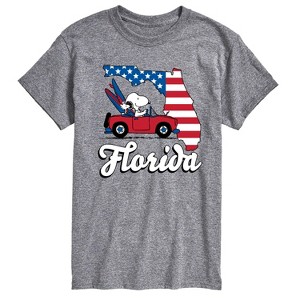 Men's - Peanuts - American Flag Florida Snoopy Woodstock Short Sleeve Graphic T-Shirt - 1 of 4