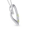 Pompeii3 Diamond & Peridot Heart Pendant 3-Stone 10K White Gold with 18" Chain - 2 of 4