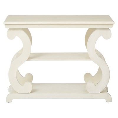 Antique Beige Wood and Metal Console Table with Storage