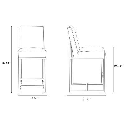 Manhattan Comfort Graphite Faux Leather 24" Counter Stool with Chrome Frame