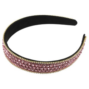 Unique Bargains Women's Rhinestone Headband 1" Wide - 1 of 4