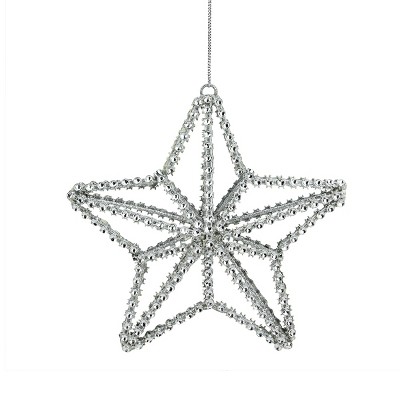 Melrose 4" Glitter Gem Star Christmas Ornament - Silver