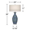 Possini Euro Design Annette Coastal Table Lamp 38" Tall Blue Ceramic Drip Vase with Table Top Dimmer Off White Oval Shade for Bedroom Living Room Home - 4 of 4