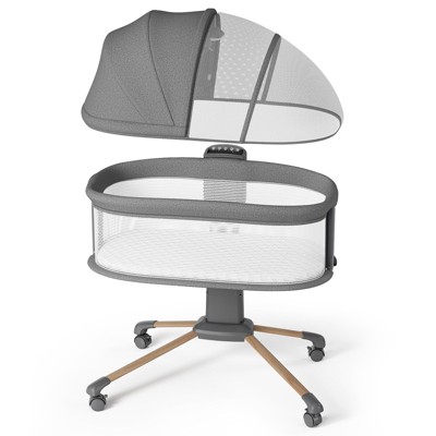 BabyBond Baby Rocking Bassinet with Breathable Mesh& Mosquito Net, Baby Bedside Sleeper with Calming Motion, 3 Adjustable Height for Infants