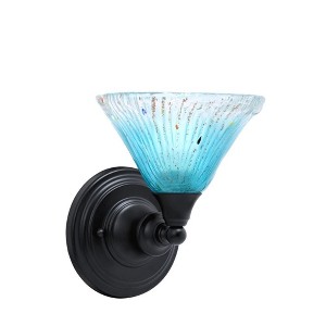 Toltec Lighting Any 1 - Light Sconce in  Matte Black with 7" Teal Crystal Shade - 1 of 1